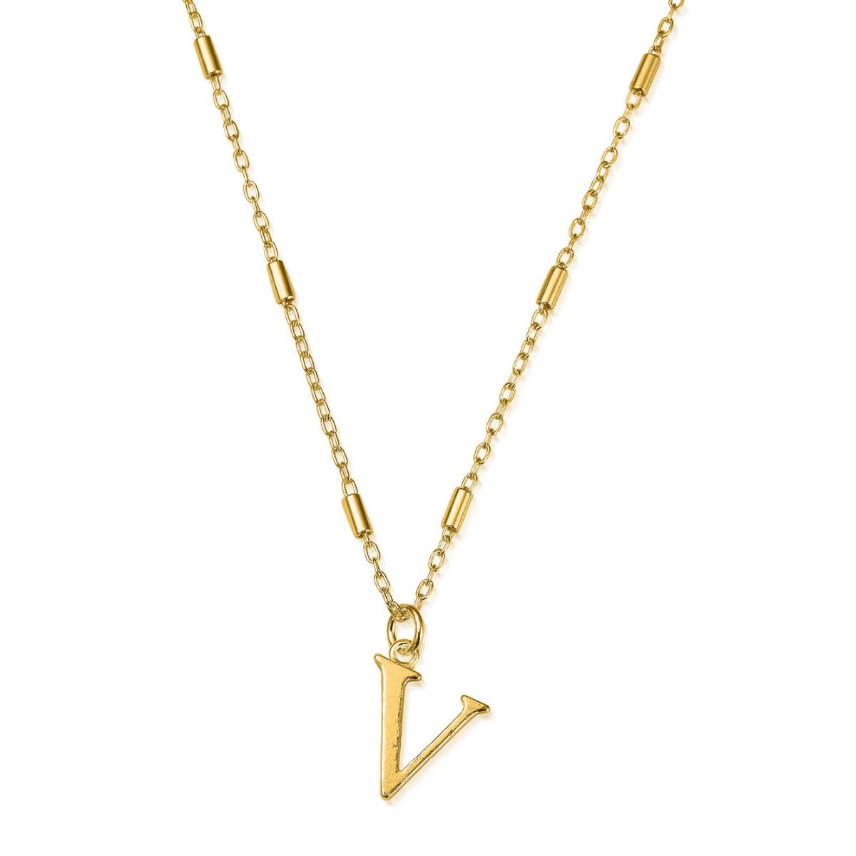 ChloBo Sterling Silver Gold Plated Initial Necklace V CBO-299 Image 1