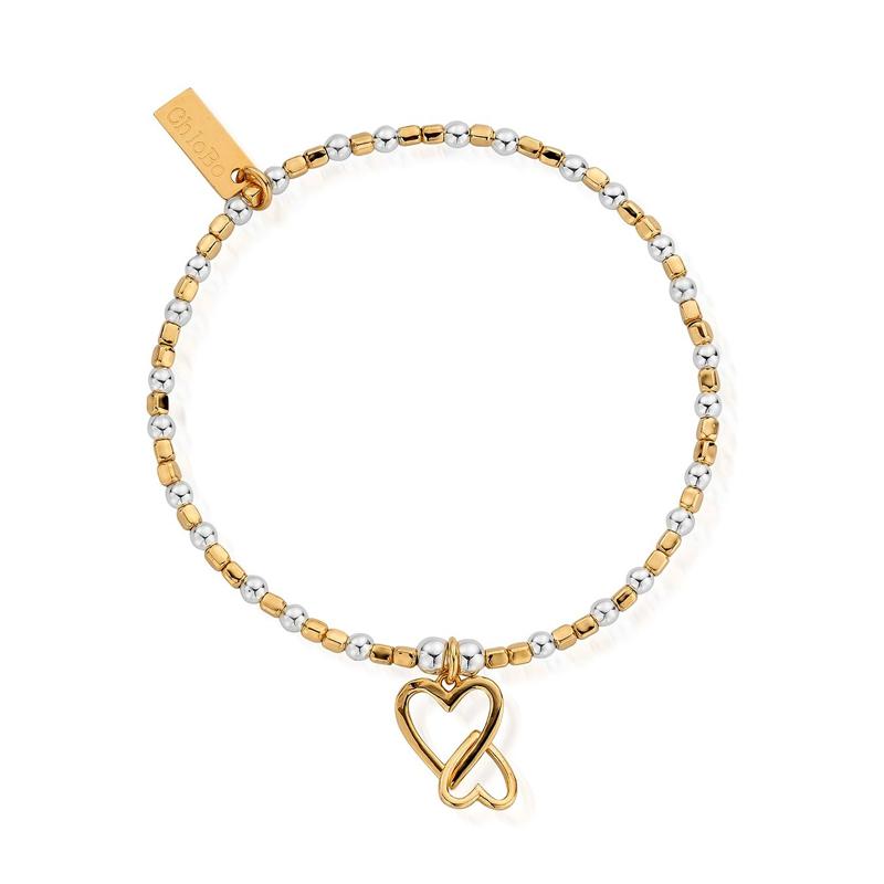 ChloBo Sterling Silver Gold Plated Interlocking Love Heart Bracelet CBO-081 Image 1