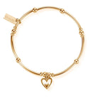 ChloBo Sterling Silver Gold Plated Mini Noodle Ball Heart In Heart Bracelet CBO-036 Image 1