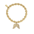 ChloBo Sterling Silver Gold Plated Mini Small Ball Double Angel Wing Bracelet CBO-218 Image 1