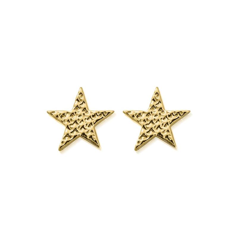ChloBo Sterling Silver Gold Plated Sparkle Star Stud Earrings CBO-095 Image 1