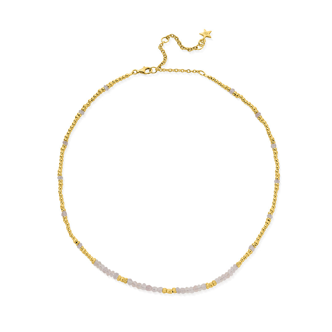 ChloBo Sterling Silver Gold Plated Summer Of Love Rose Quartz Choker Necklace CBO-144 Image 1
