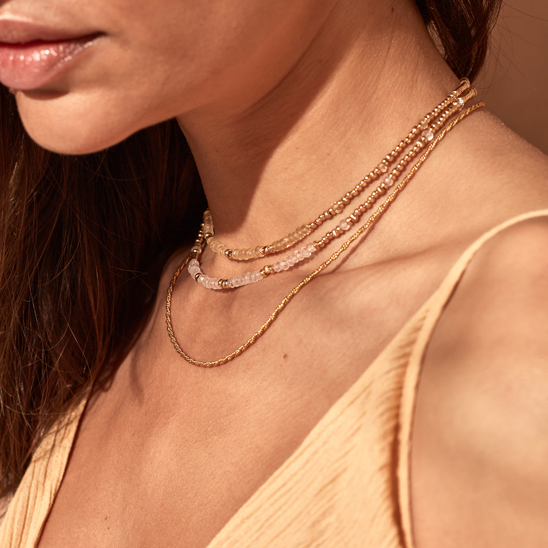 ChloBo Sterling Silver Gold Plated Summer Of Love Rose Quartz Choker Necklace CBO-144 Image 4