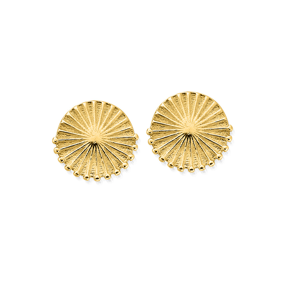 ChloBo Sterling Silver Gold Plated Sun Burst Stud Earrings CBO-150 Image 1
