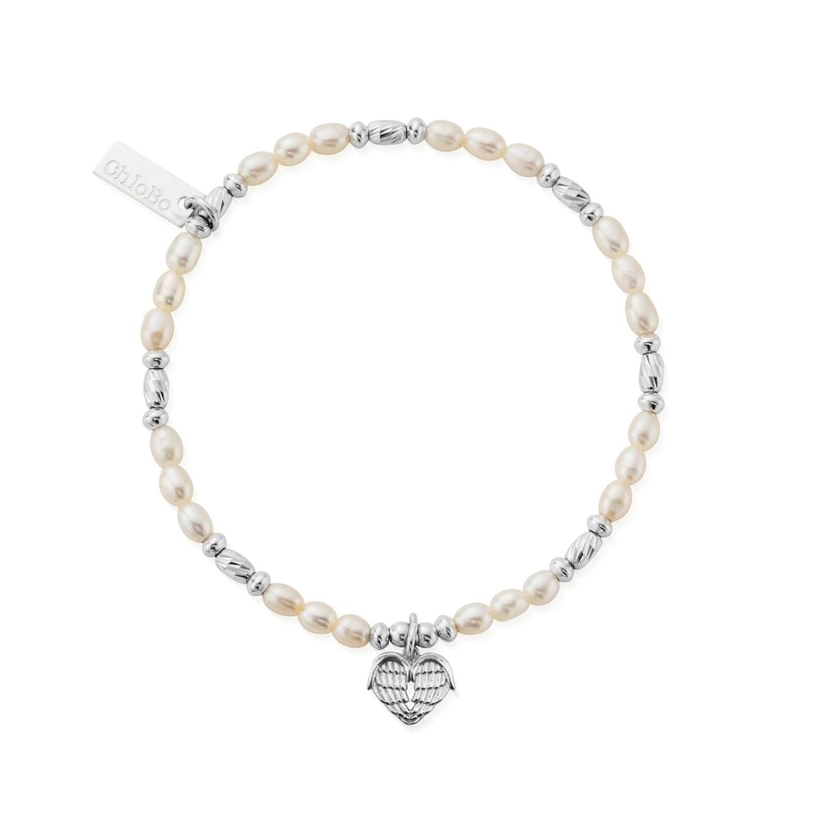 ChloBo Sterling Silver Heart Of Love Pearl Bracelet CBO-243 Image 1