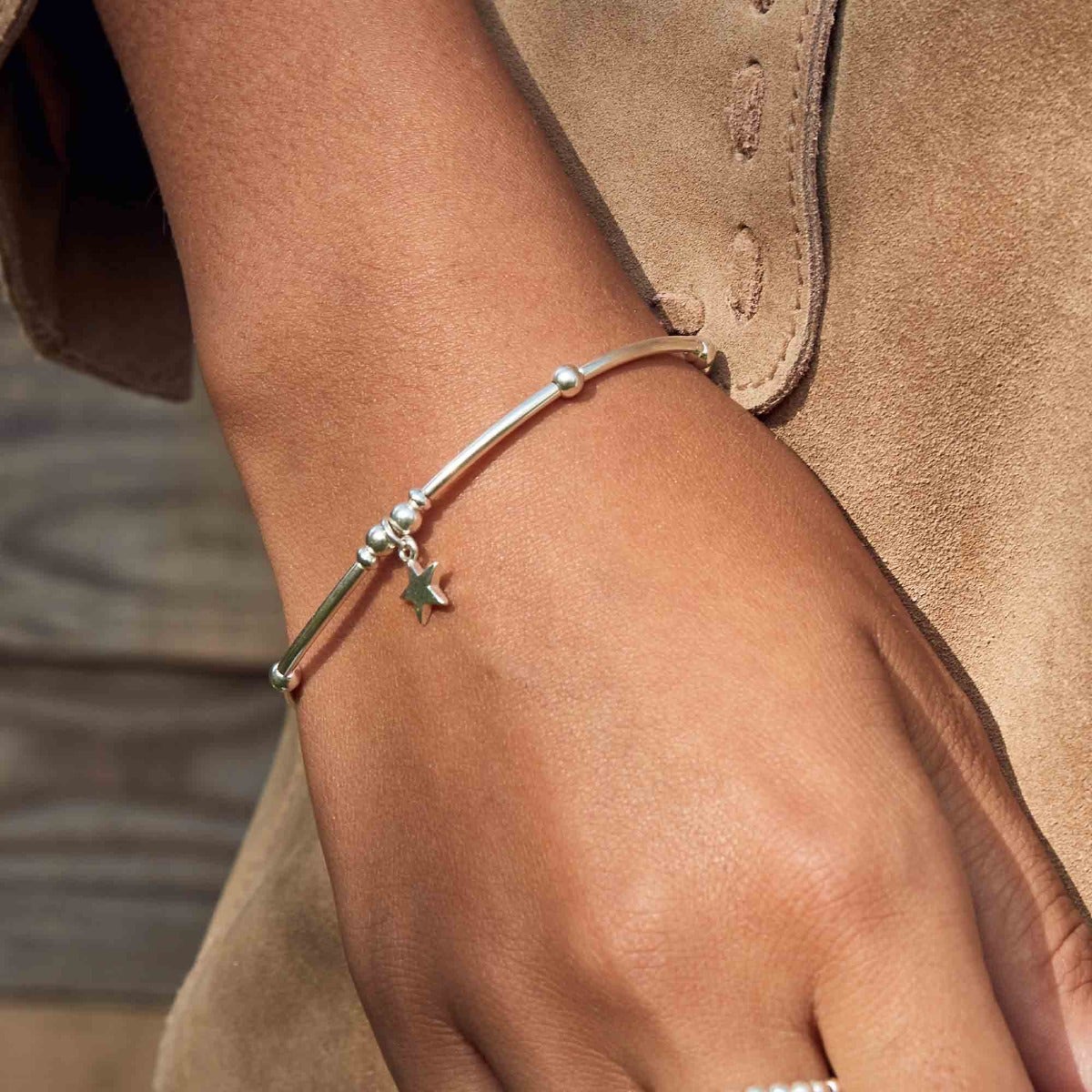 ChloBo Sterling Silver Mini Noodle Ball Star Bracelet CBO-031 Image 2