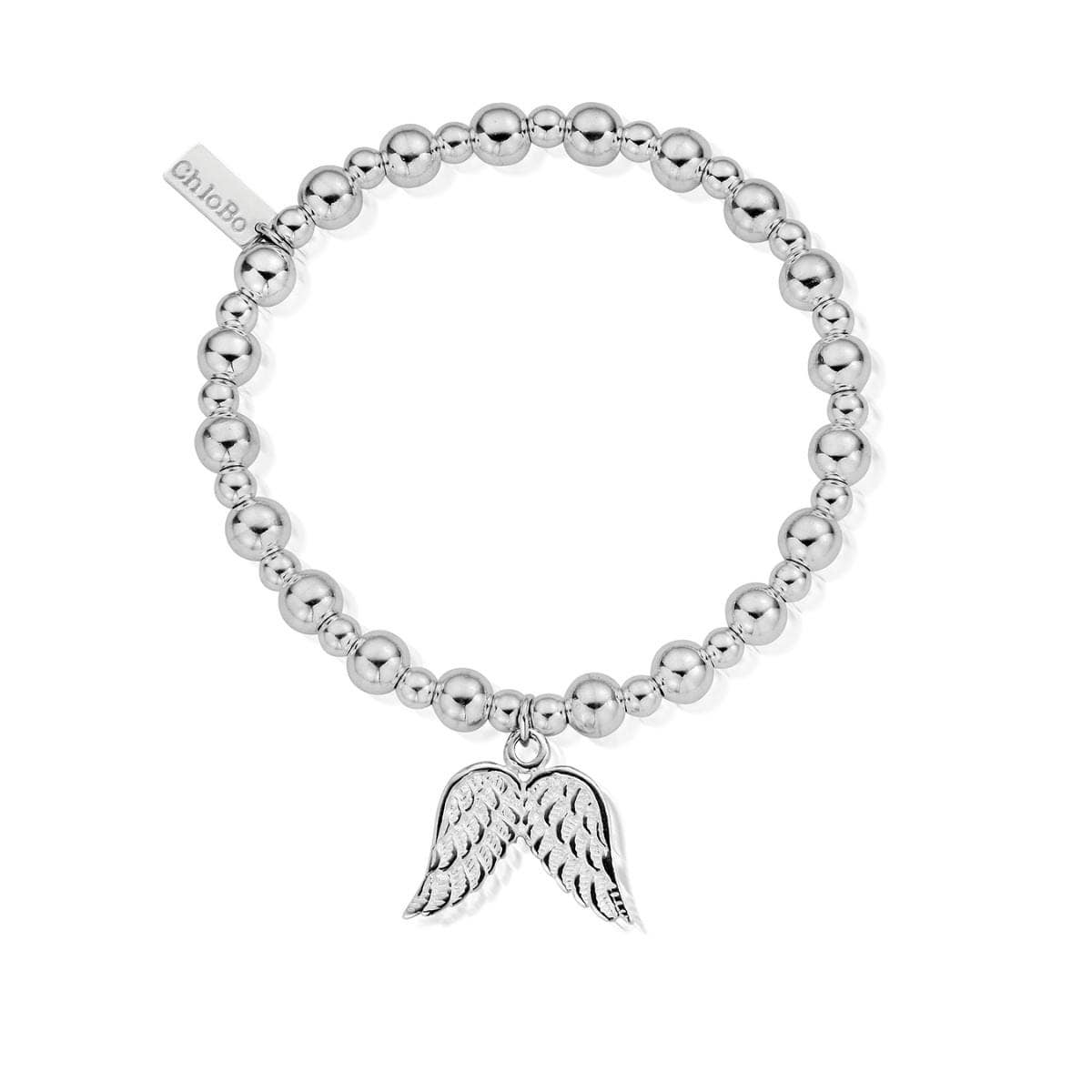 ChloBo Sterling Silver Mini Small Ball Double Angel Wing Bracelet CBO-178 Image 1