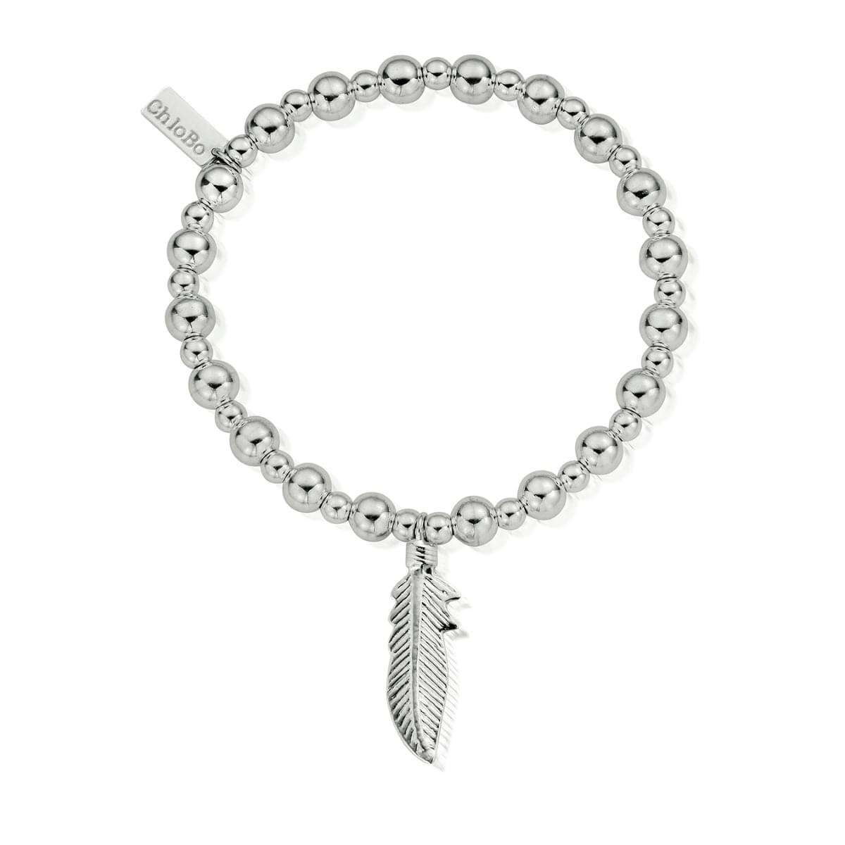 ChloBo Sterling Silver Mini Small Ball Feather Bracelet CBO-179 Image 1