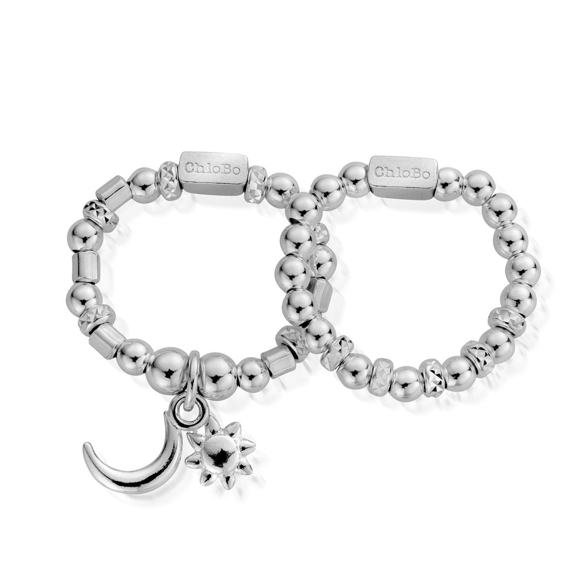 ChloBo Sterling Silver Moon And Sun Set Of 2 Rings CBO-204/S Image 1