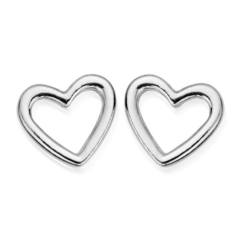 ChloBo Sterling Silver Open Love Heart Stud Earrings CBO-093 Image 1