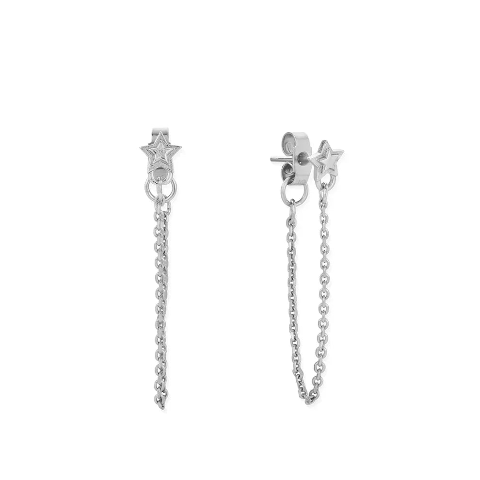 Chlobo Sterling Silver Radiant Essence Chain Stud Earrings CBO-661 Image 1