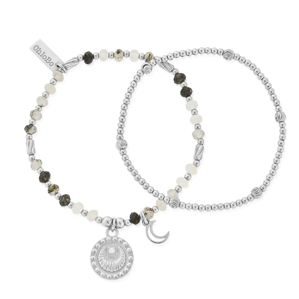 Chlobo Sterling Silver Rising Woman Black Rutilated Quartz Set Of 2 CBO-653 Image 1