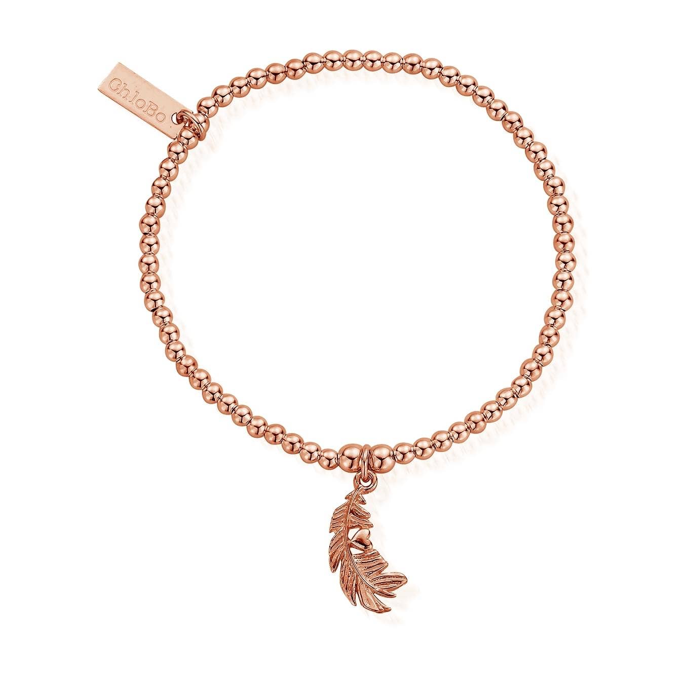 ChloBo Sterling Silver Rose Gold Plated Cute Charm Heart In Feather Bracelet CBO-211 Image 1
