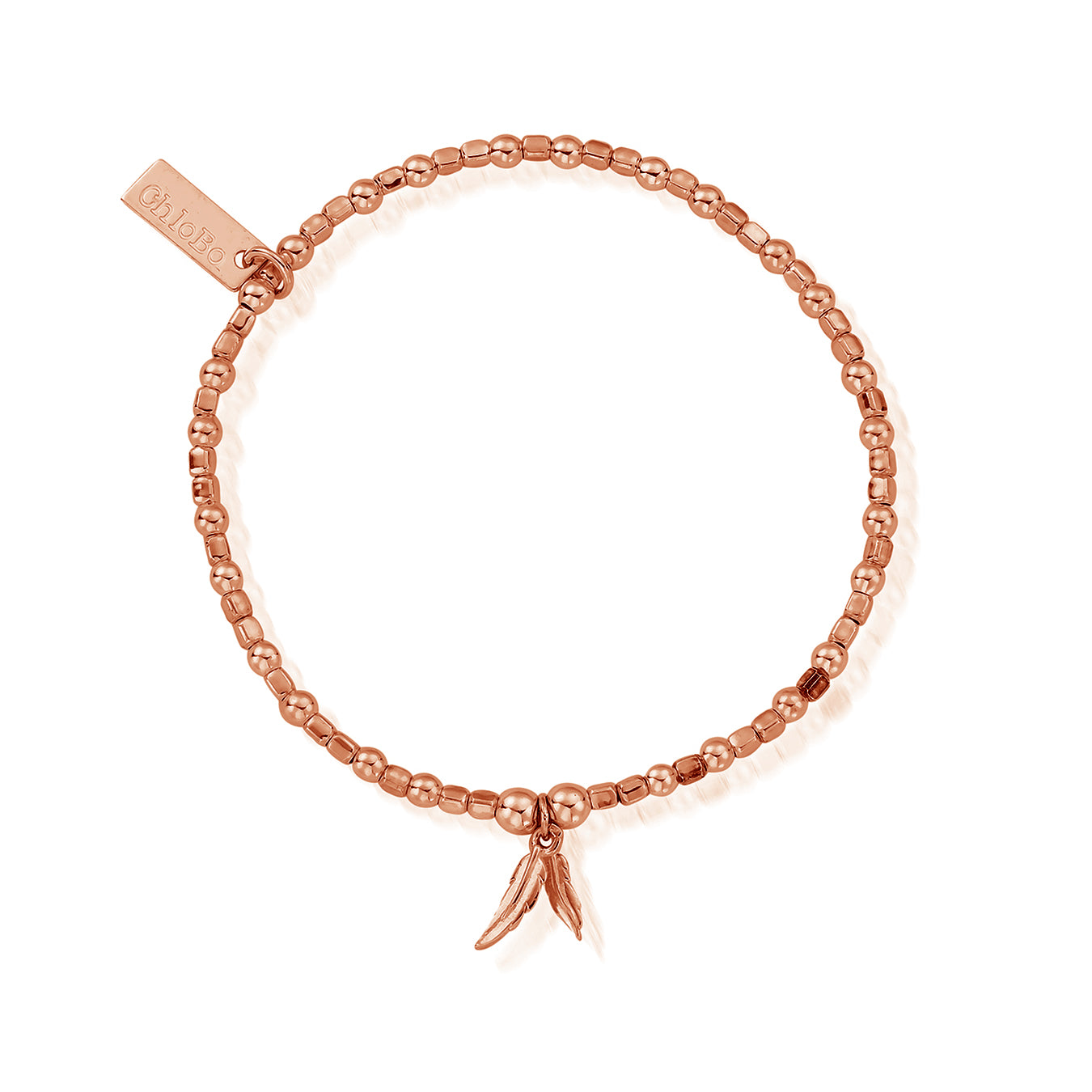 ChloBo Sterling Silver Rose Gold Plated Mini Cube Double Feather Bracelet CBO-207 Image 1