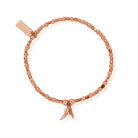 ChloBo Sterling Silver Rose Gold Plated Mini Cube Double Feather Bracelet CBO-207 Image 1