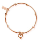 ChloBo Sterling Silver Rose Gold Plated Mini Noodle Ball Heart In Heart Bracelet CBO-038 Image 1