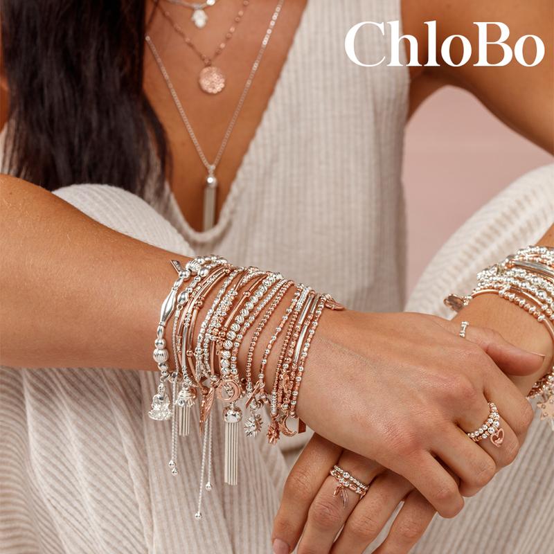 ChloBo Sterling Silver Rose Gold Plated Mini Noodle Ball Heart In Heart Bracelet CBO-038 Image 3