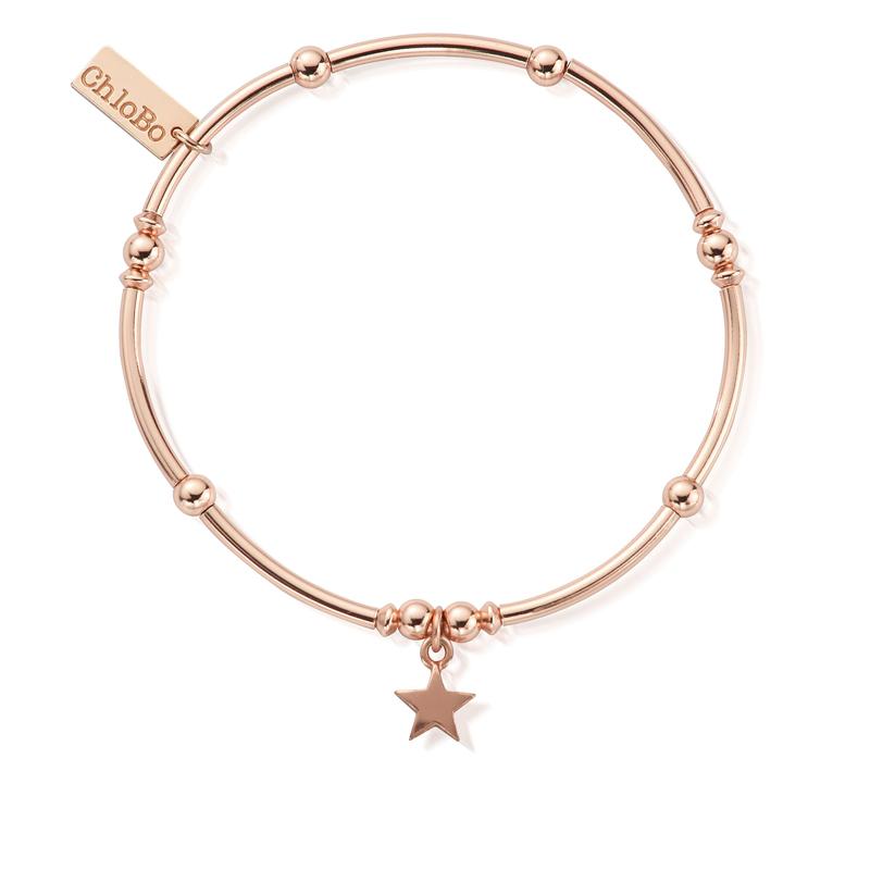 ChloBo Sterling Silver Rose Gold Plated Mini Noodle Ball Star Bracelet CBO-037 Image 1