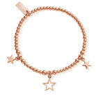 ChloBo Sterling Silver Rose Gold Plated Triple Star Bracelet CBO-068 Image 1