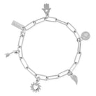 Chlobo Sterling Silver Soul Compass Multi Charm Link Chain Bracelet CBO-646 Image 1
