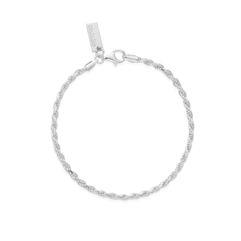 ChloBo Sterling Silver Sparkle Rope Chain Bracelet CBO-133 Image 1