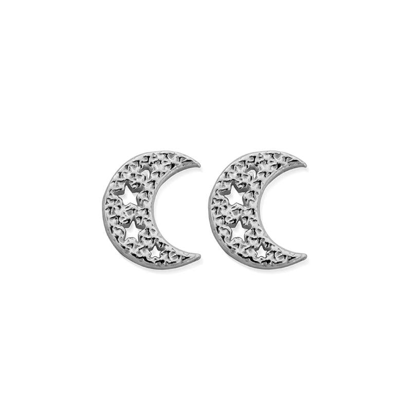 ChloBo Sterling Silver Starry Moon Stud Earrings CBO-090 Image 1