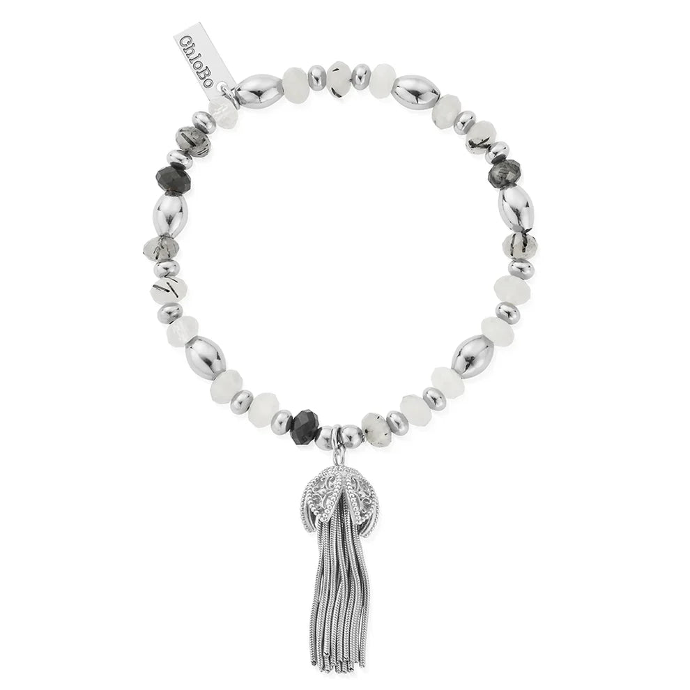 Chlobo Sterling Silver Tassel Of Joy Black Rutilated Quartz Bracelet CBO-649 Image 1