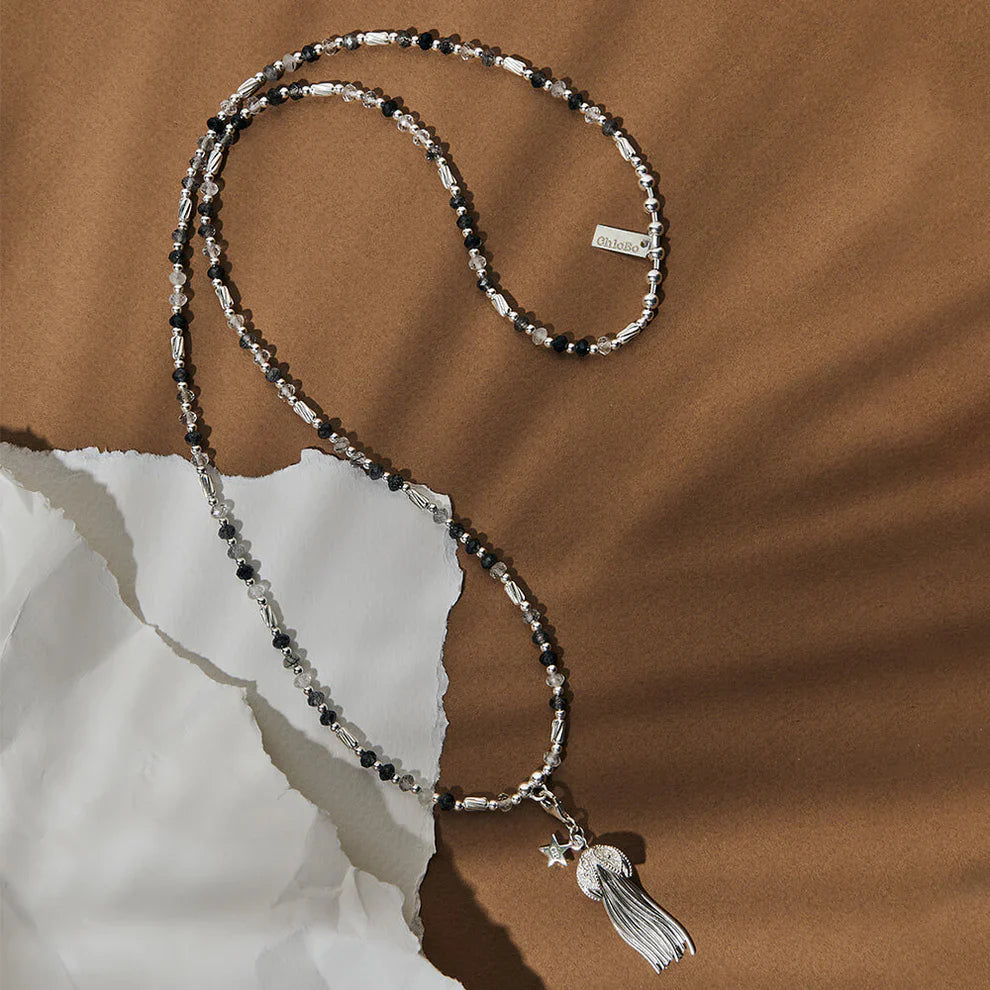 Chlobo Sterling Silver Tassel Of Joy Black Rutilated Quartz Necklace CBO-659 Image 2