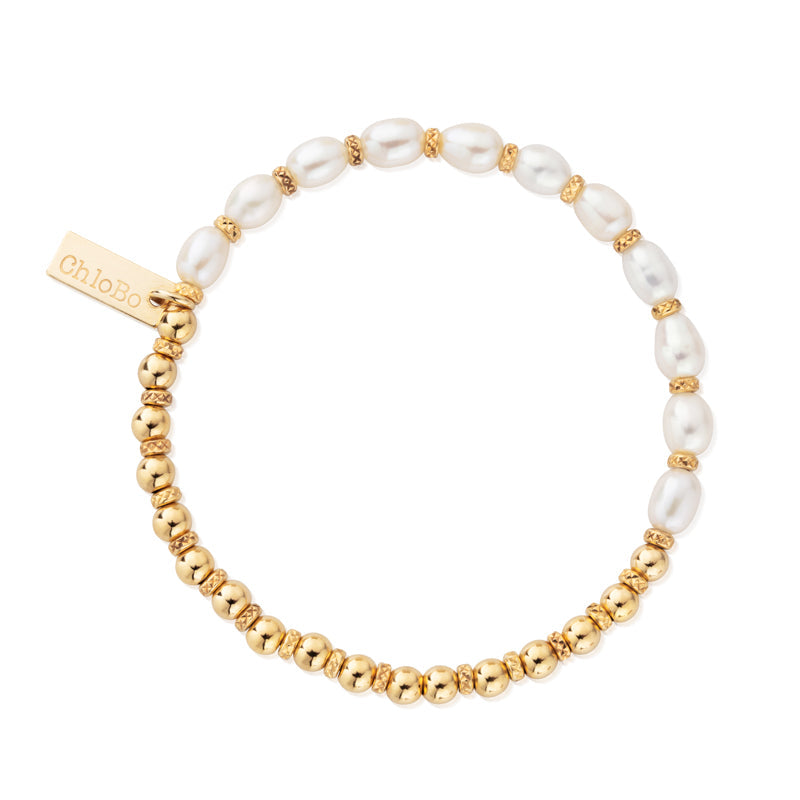 ChloBo Story Of Love Gold Plated Sterling Silver Pearl Bracelet CBO-445 Image 1