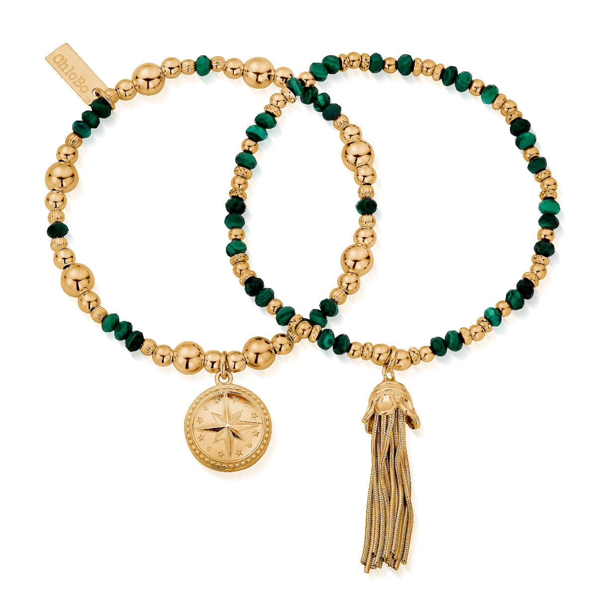 ChloBo Wandering Free Gold Plated Sterling Silver Forever Wandering Malachite Set CBO-422 Image 1