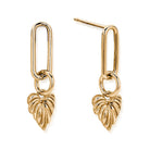 ChloBo Wandering Free Gold Plated Sterling Silver Leaf Heart Link Earrings CBO-412 Image 1