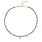 ChloBo Wandering Free Gold Plated Sterling Silver Leaf Heart Sparkle Malachite Necklace CBO-402 Image 1