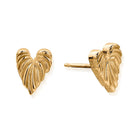 ChloBo Wandering Free Gold Plated Sterling Silver Leaf Heart Stud Earrings CBO-410 Image 1