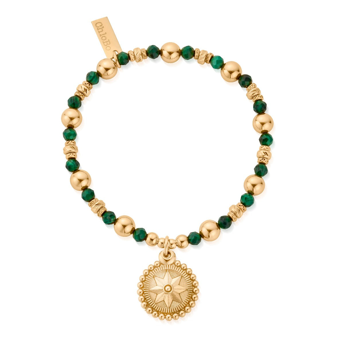 ChloBo Wandering Free Gold Plated Sterling Silver Malachite Bracelet CBO-386 Image 1