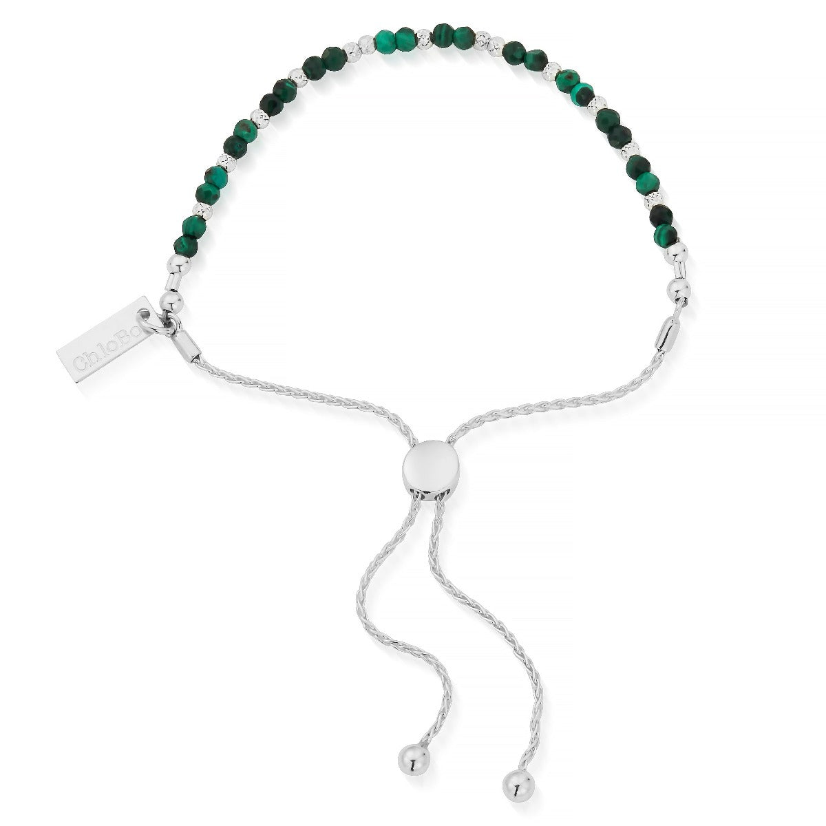 ChloBo Wandering Free Sterling Silver Dainty Sparkle Malachite Bracelet CBO-380 Image 1