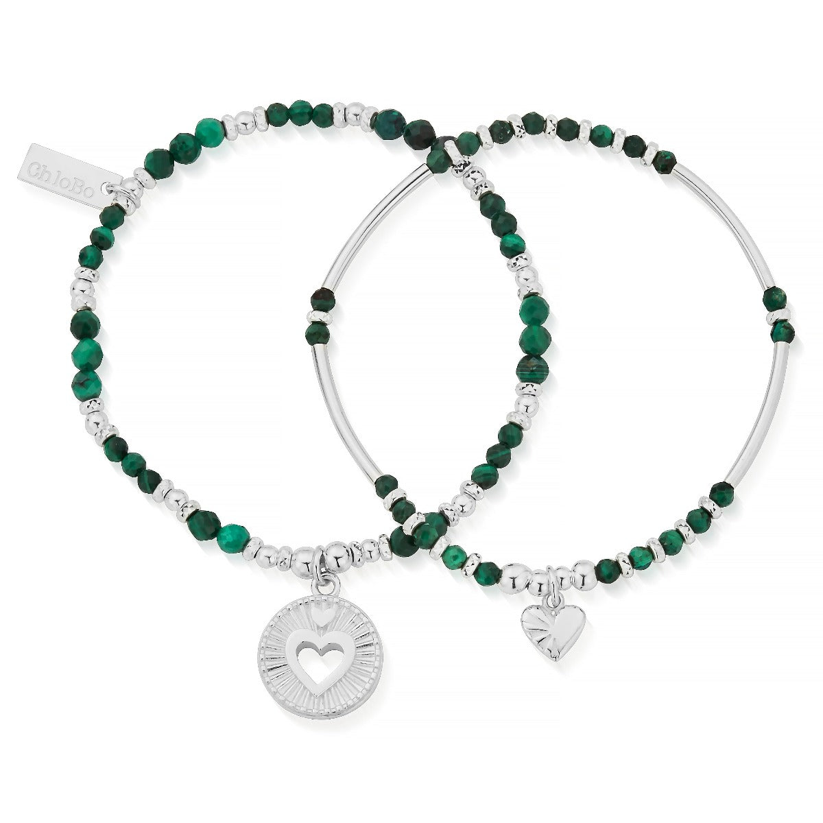 ChloBo Wandering Free Sterling Silver Guiding Love Malachite Set CBO-419 Image 1