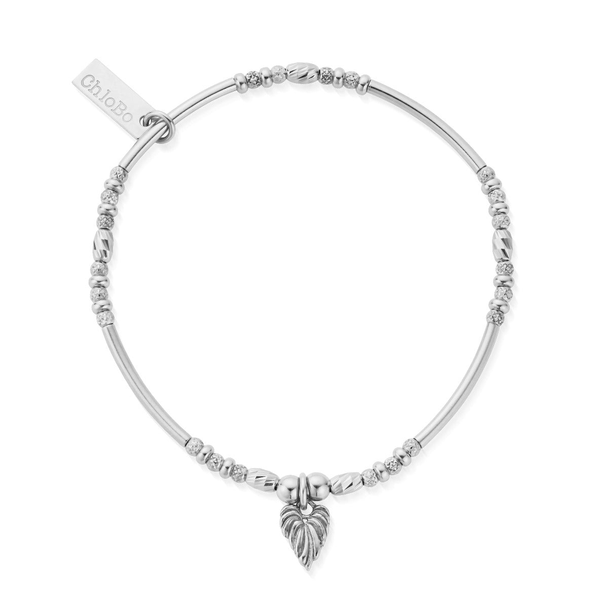 ChloBo Wandering Free Sterling Silver Leaf Heart Sparkle Bracelet CBO-369 Image 1