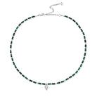 ChloBo Wandering Free Sterling Silver Leaf Heart Sparkle Malachite Necklace CBO-396 Image 1