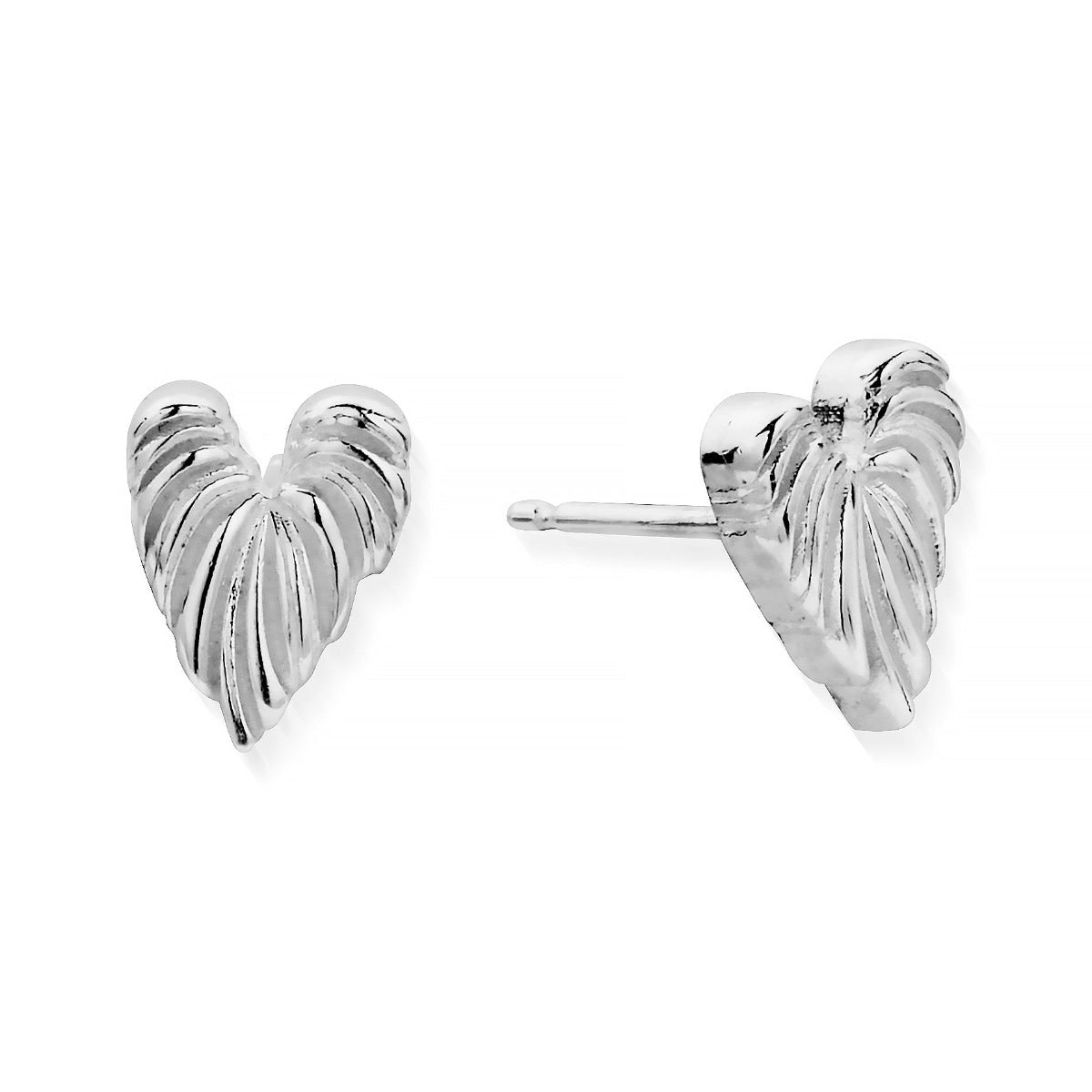 ChloBo Wandering Free Sterling Silver Leaf Heart Stud Earrings CBO-405 Image 1
