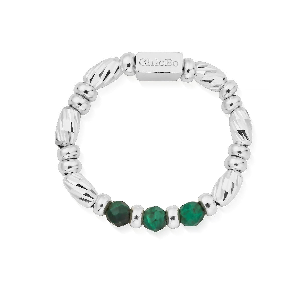 ChloBo Wandering Free Sterling Silver Malachite Sparkle Empowerment Ring CBO-416/S Image 1