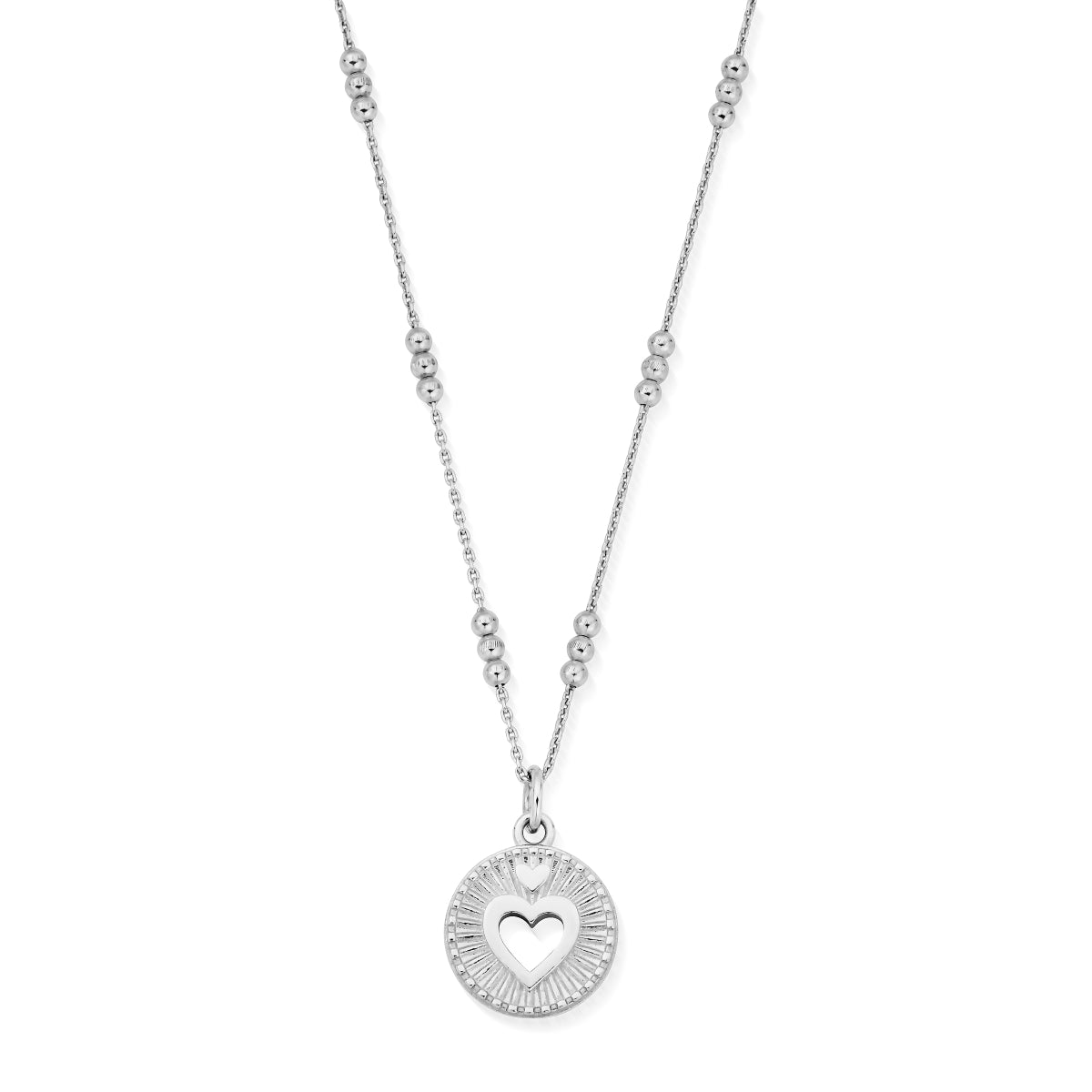 ChloBo Wandering Free Sterling Silver Triple Bobble Chain Guiding Heart Necklace CBO-394 Image 1