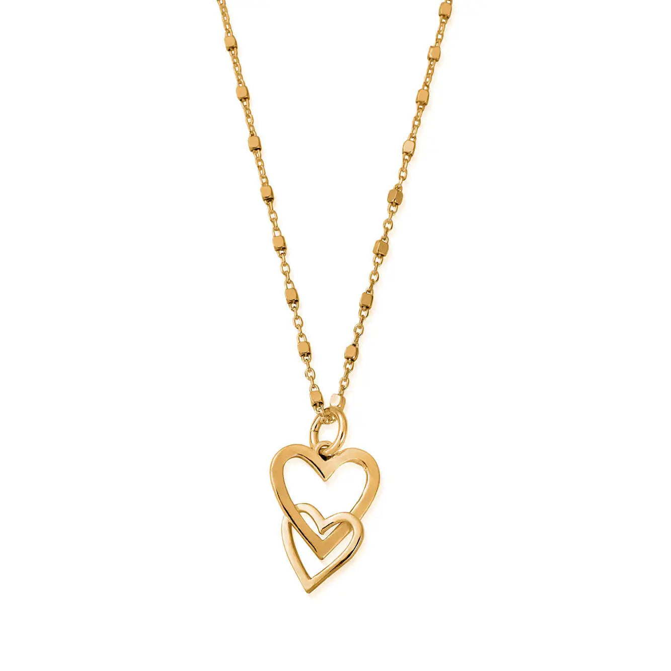 ChloBo Yellow Gold Plated Sterling Silver Interlocking Love Heart Necklace CBO-356 Image 1