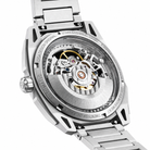 CIGA Design Falcon Round Automatic Skeleton Watch exhibition caseback displaying automatic movement and stainless steel bracelet