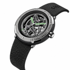 CIGA Design Vector Carbon skeleton automatic watch rear movement detail view displaying automatic calibre through transparent caseback