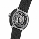 CIGA Design Vector Carbon skeleton automatic watch angled dial view with carbon titanium case and exposed movement