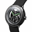 CIGA Design Vector Carbon skeleton automatic watch full product perspective view with carbon fibre strap and titanium case