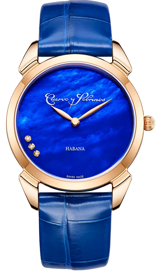 Cuervo y Sobrinos Watch Historiador Primera Dama Gold PVD Blue 3113.7B Image 1