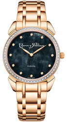 Cuervo y Sobrinos Watch Historiador Primera Dama Gold PVD Diamond Black Bracelet 3113B.7N-S1 Image 1