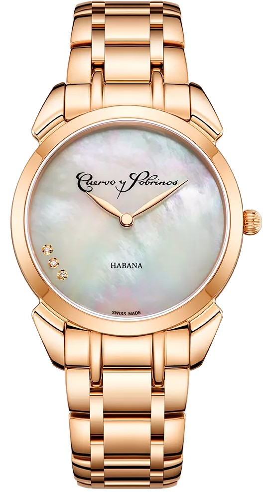 Cuervo y Sobrinos Watch Historiador Primera Dama Gold PVD White Bracelet 3113B.7W Image 1