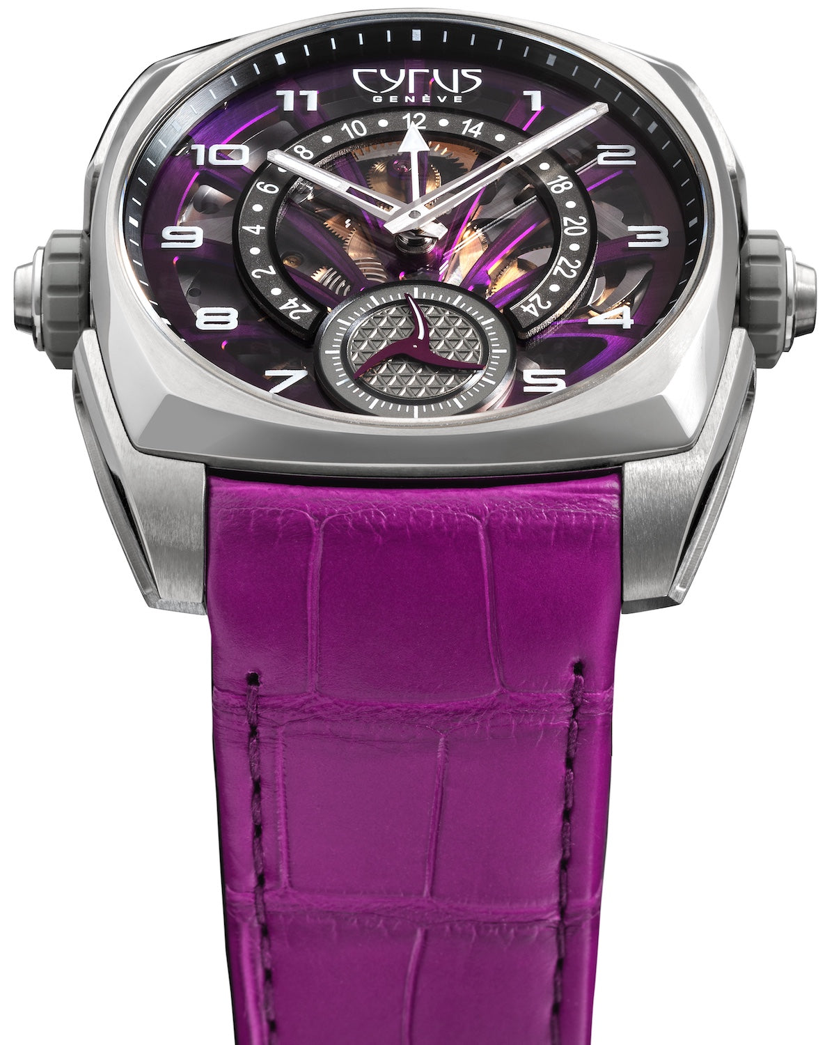 Cyrus Klepcys GMT Titanium Royal Purple Alligator Watch 539.507.TTA.D Image 2